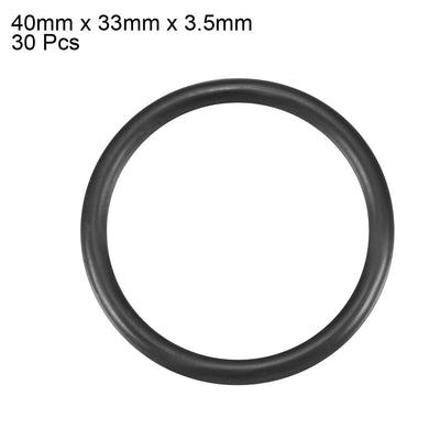 Harfington Uxcell 30Pcs Black Round Nitrile Butadiene Rubber NBR O-Ring 40mm OD 3.5mm Width