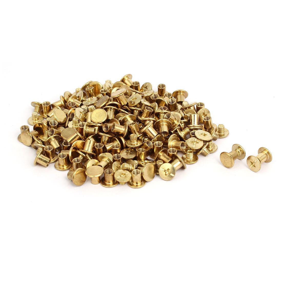 uxcell Uxcell 5mmx6mm Binding Chicago Screw Posts Barrel Nuts Docking Rivets Brass Tone 100pcs