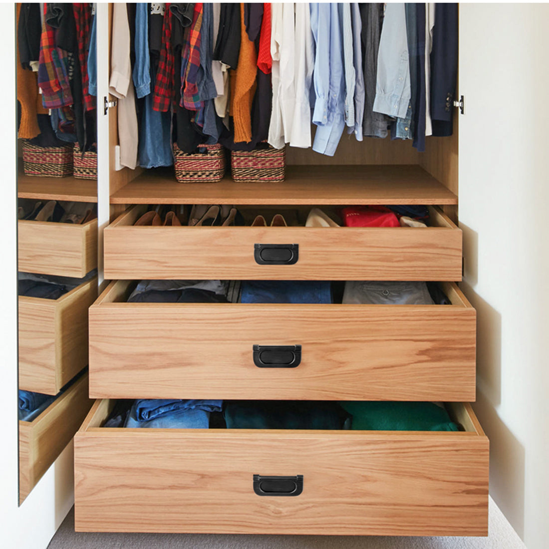 uxcell Uxcell 73 x 35mm(2.87" x 1.38")Door Drawer Handle Flush Ring Pull Zinc Alloy Black 2pcs