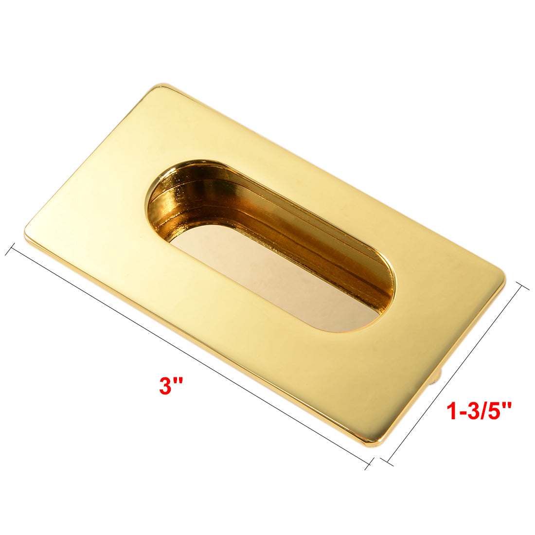 uxcell Uxcell 3" x 1-3/5" Recessed Sliding Door Handle Flush Pull Zinc Alloy Gold Tone