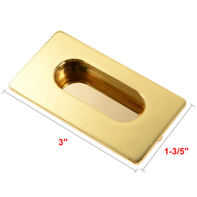 Harfington Uxcell 3" x 1-3/5" Recessed Sliding Door Handle Flush Pull Zinc Alloy Gold Tone