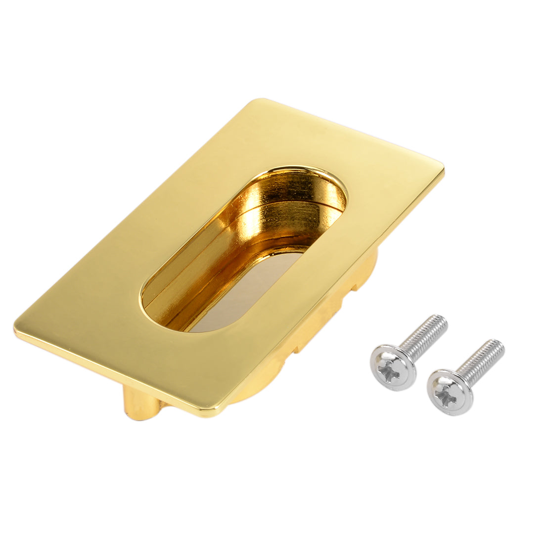 uxcell Uxcell 3" x 1-3/5" Recessed Sliding Door Handle Flush Pull Zinc Alloy Gold Tone