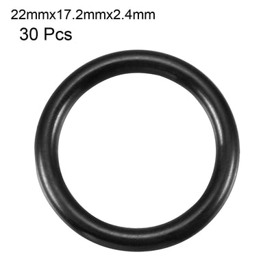Harfington 30 Pcs Black 17mmx2.65mm Oil Resistant Sealing Ring O-shape NBR Rubber Grommet