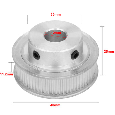 Harfington Uxcell Aluminum  70 Teeth 12mm Bore Timing Belt Idler Pulley Synchronous Wheel 10mm Belt for 3D Printer CNC