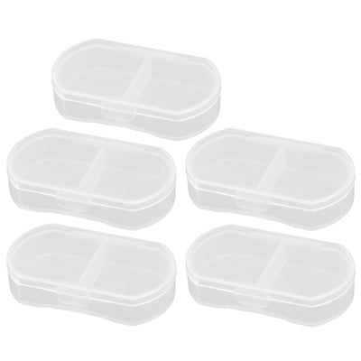 uxcell Uxcell Outdoor Travel PP 2 Slots Pill Storage Holder Case Box White 5 Pcs