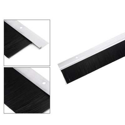 uxcell Uxcell Door Brush Bottom Sweep Silver Tone H-Shape Aluminum Alloy Holder with 2-inch PP Silicone Soft Brush, 1000mm x 72mm(Approx 39.37-inch x 2.83-inch)