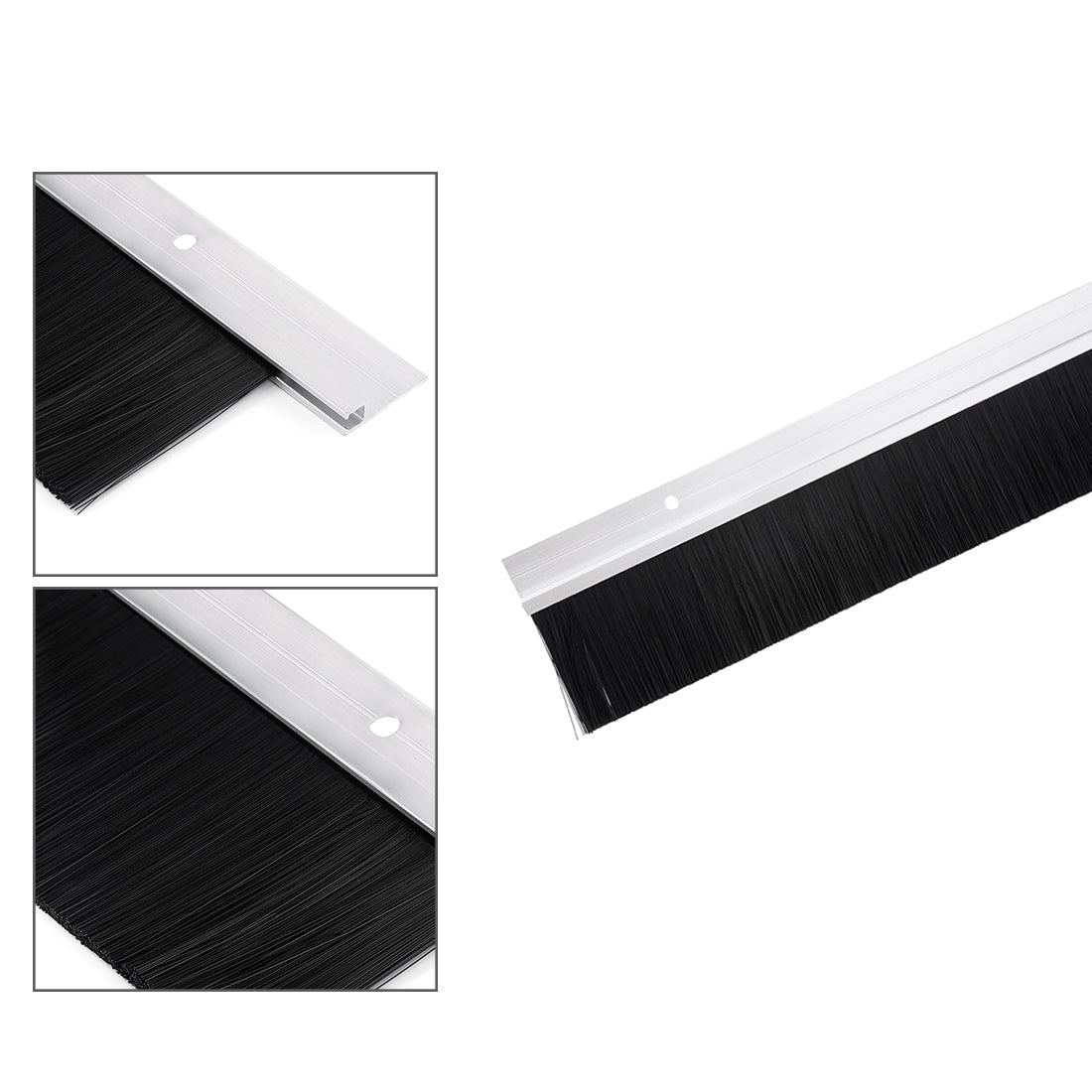 uxcell Uxcell Door Brush Bottom Sweep Silver Tone H-Shape Aluminum Alloy Holder with 2-inch PP Silicone Soft Brush, 1000mm x 72mm(Approx 39.37-inch x 2.83-inch)