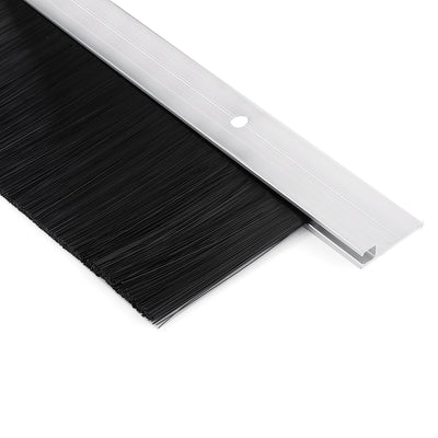 Harfington Uxcell Door Brush Bottom Sweep Silver Tone H-Shape Aluminum Alloy Holder with 2-inch PP Silicone Soft Brush, 1000mm x 72mm(Approx 39.37-inch x 2.83-inch)