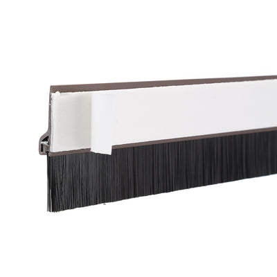 Harfington Uxcell Self-Adhesive Door Bottom Sweep Brown Plastic w 0.8-inch Black PVC Soft Brush 1000mmx45mm(Approx 39-inch x 1.8-inch)