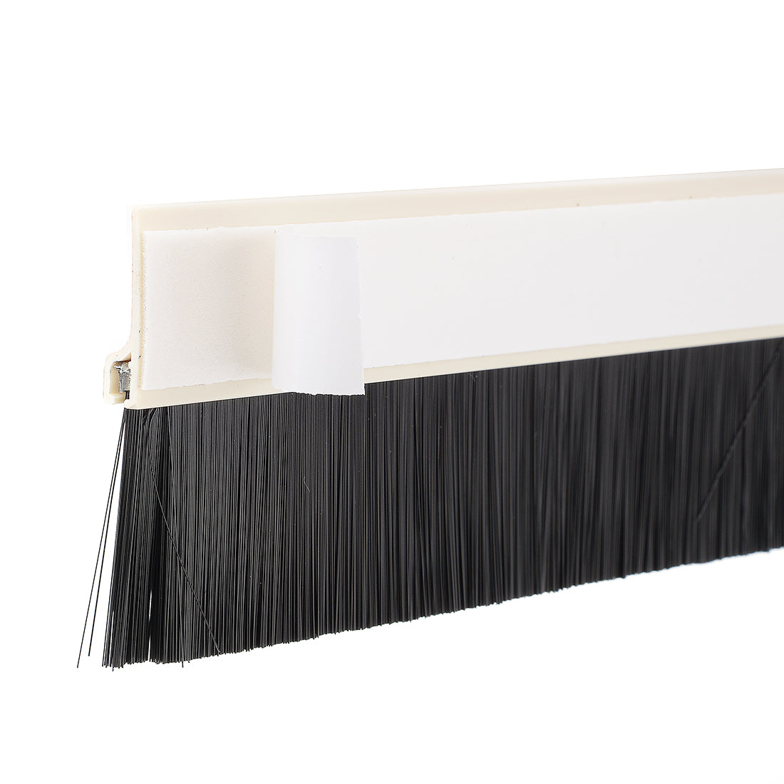 uxcell Uxcell Self-Adhesive Door Bottom Sweep Khaki Plastic W 1.6-inch Black PVC Soft Brush 39-inch x 2.5-inch