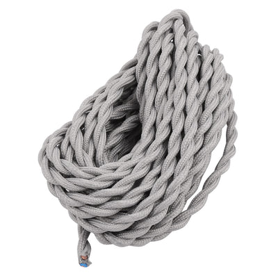 Harfington Uxcell 5Meters 2-wire Gray Cloth Covered Round Cord Vintage Lamps Pendant Light VDE Certificated