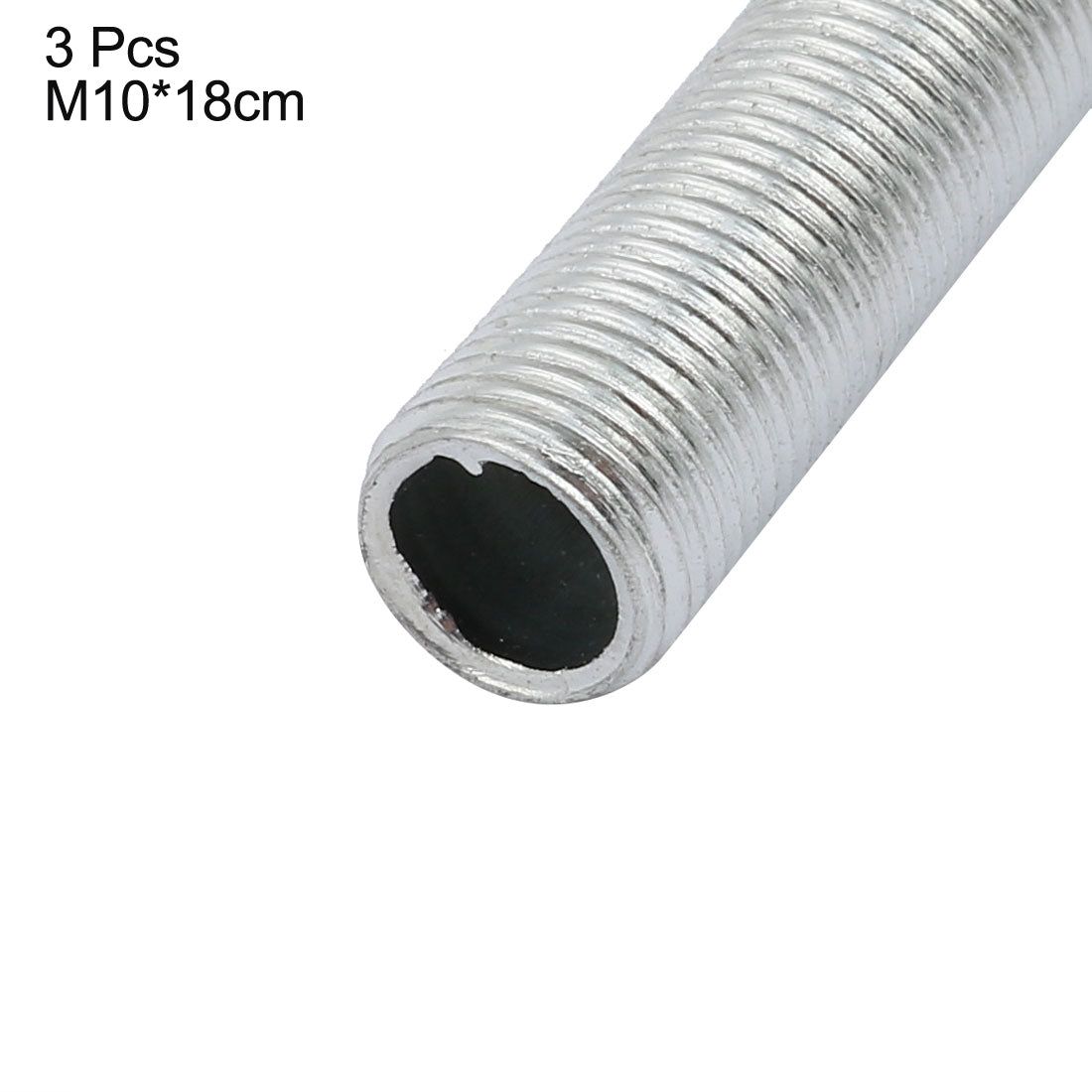 uxcell Uxcell 3 Pcs Metric M10 1mm Pitch Thread Zinc Plated Pipe Nipple Lamp Parts 180mm Long