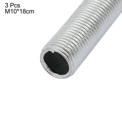 Harfington Uxcell 3 Pcs Metric M10 1mm Pitch Thread Zinc Plated Pipe Nipple Lamp Parts 180mm Long