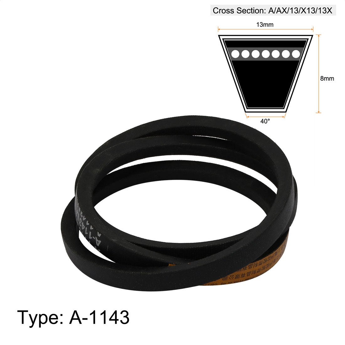 uxcell Uxcell A1143 13mm Width 8mm Thickness Rubber Transmission Driving Belt V-Belt