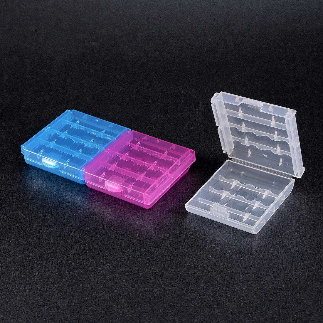 Harfington 3 Pcs Clear/Rose-red/Blue Battery Storage Case Protective Container for AAA/AA Batteries