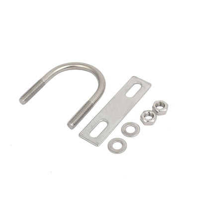 Harfington Uxcell 2pcs M8x45mm 304 Stainless Steel Round U-Bolt w Plate and Hex Nut Flat Washer