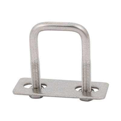 Harfington 4pcs M6 25mm Inner Width 304 Stainless Steel Square U Bolt w Hex Nut Plate