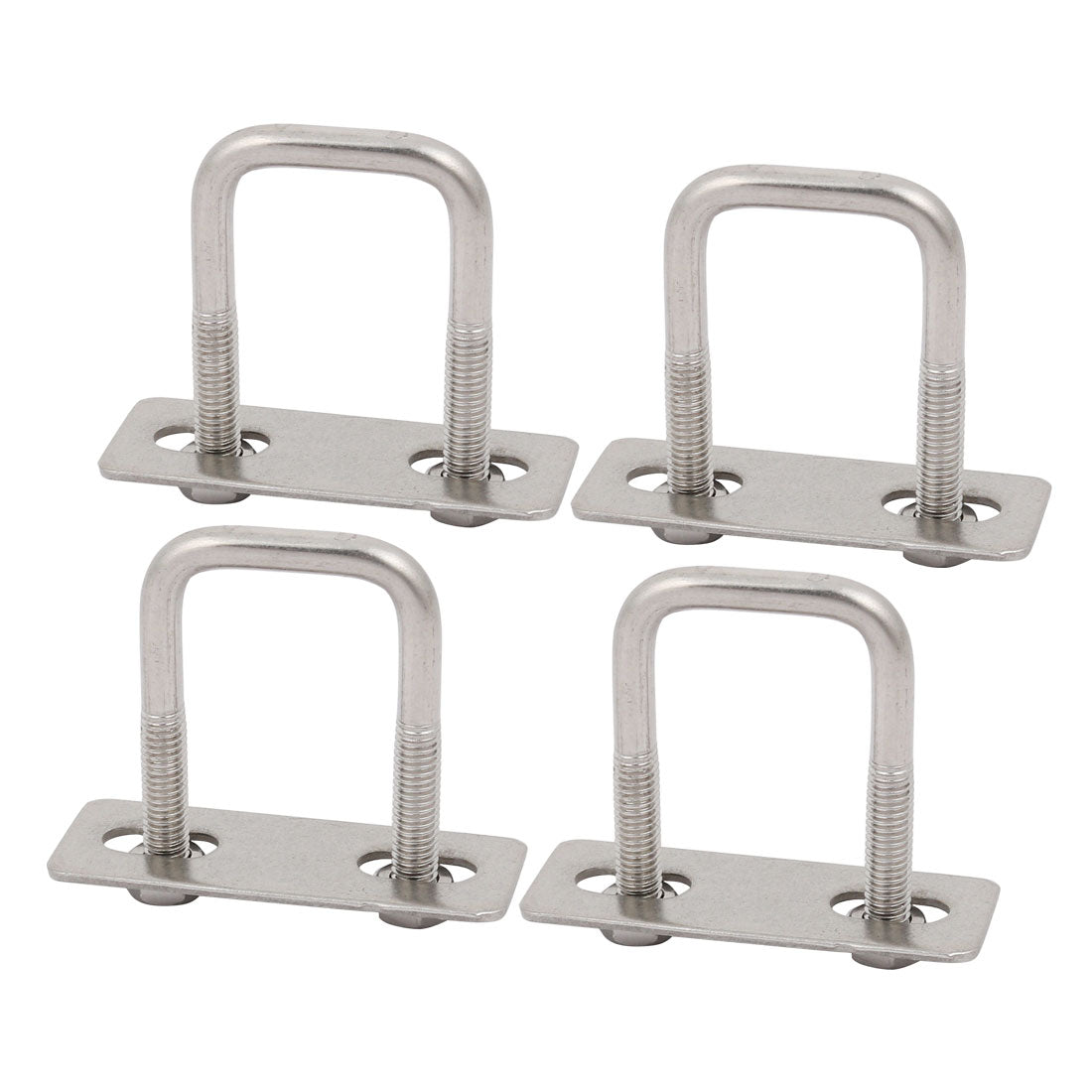 Harfington 4pcs M6 25mm Inner Width 304 Stainless Steel Square U Bolt w Hex Nut Plate