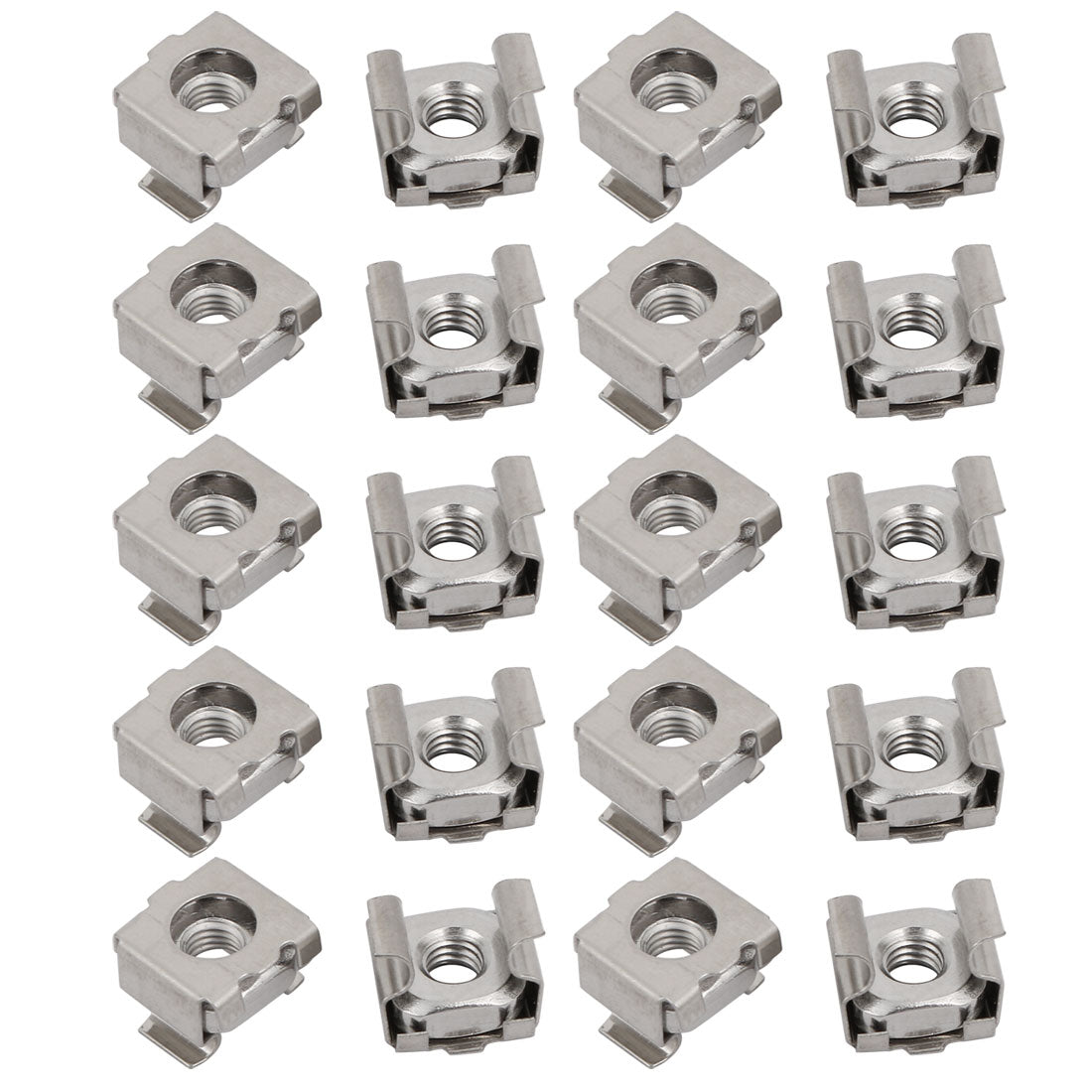 uxcell Uxcell 20pcs M5 304 Stainless Steel Cage Nut Silver Tone for Server Shelf Cabinet