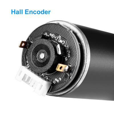 Harfington Uxcell DC 24V 148RPM 12Kg.cm Self-Locking Worm Gear Motor With Encoder And Cable, High Torque Speed Reduction Motor