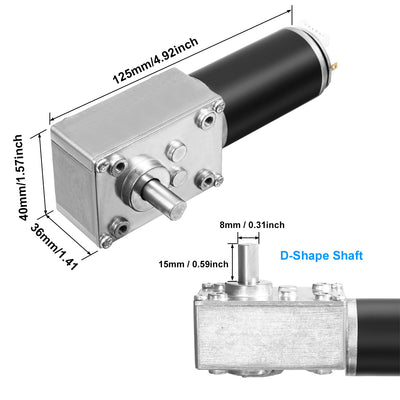 Harfington Uxcell DC 24V 148RPM 12Kg.cm Self-Locking Worm Gear Motor With Encoder And Cable, High Torque Speed Reduction Motor