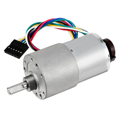 uxcell Uxcell 506:1 Gearmotor with Encoder DC 12V 10RPM Encoder Gear Motor 37Dx60L mm