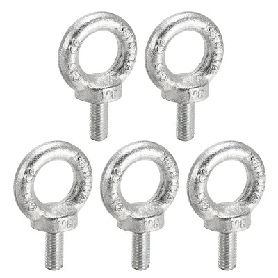 Harfington Uxcell M8 Thread 20mm Shank Length C15 Carbon Steel Zinc Plated Lifting Eye Bolt 5pcs