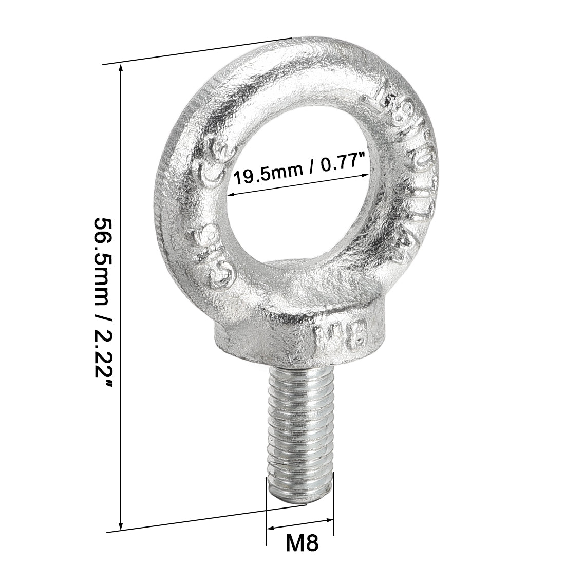 uxcell Uxcell M8 Thread 20mm Shank Length C15 Carbon Steel Zinc Plated Lifting Eye Bolt 5pcs