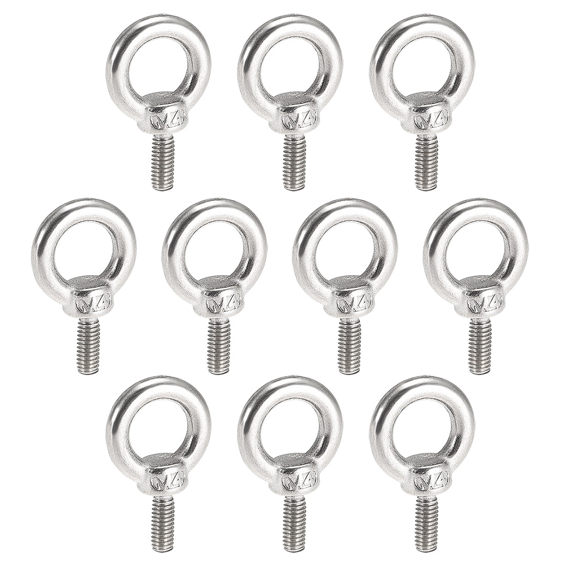 uxcell Uxcell 10 Pcs M4x11mm Thread 11mm Inside Dia 19mm Outside Dia 304 Stainless Steel Lifting Eye Bolt
