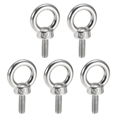 Harfington Uxcell Lifting Eye Bolt M x mm Male Thread 304 Stainless Steel for Hanging, Pack of 5