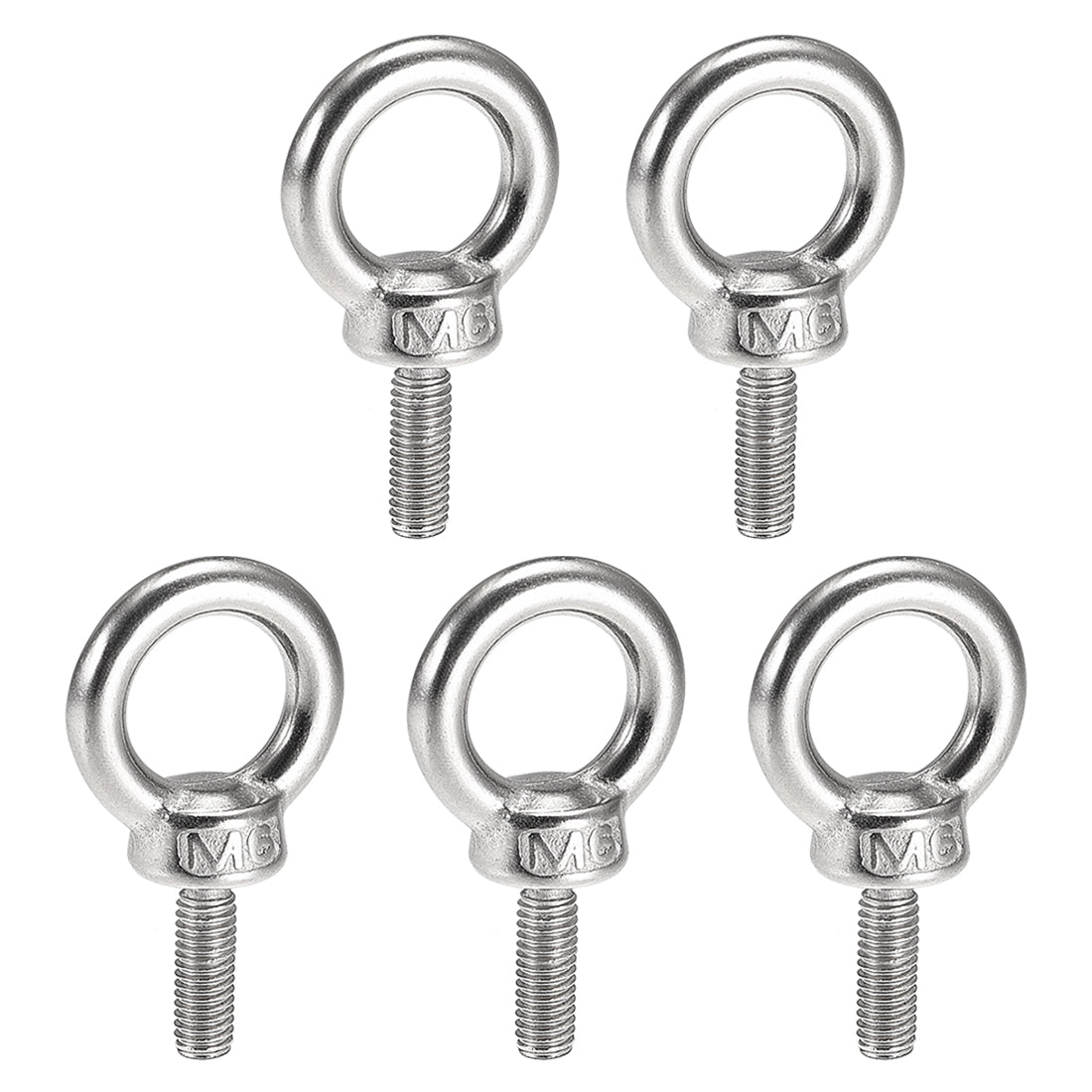 uxcell Uxcell Lifting Eye Bolt M x mm Male Thread 304 Stainless Steel for Hanging, Pack of 5