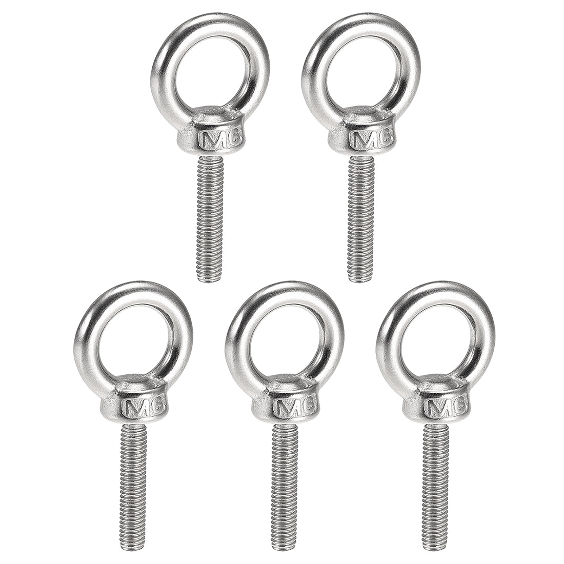 uxcell Uxcell Lifting Eye Bolt M x mm Male Thread 304 Stainless Steel for Hanging, Pack of 5