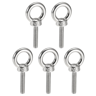 Harfington Uxcell Lifting Eye Bolt M x mm Male Thread 304 Stainless Steel for Hanging, Pack of 5