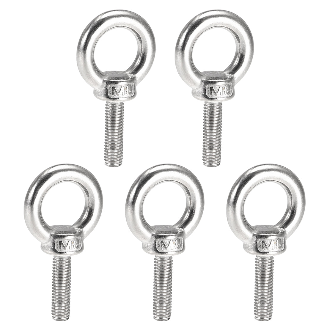 uxcell Uxcell Lifting Eye Bolt M x mm Male Thread 304 Stainless Steel for Hanging, Pack of 5