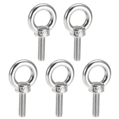 Harfington Uxcell Lifting Eye Bolt M x mm Male Thread 304 Stainless Steel for Hanging, Pack of 5