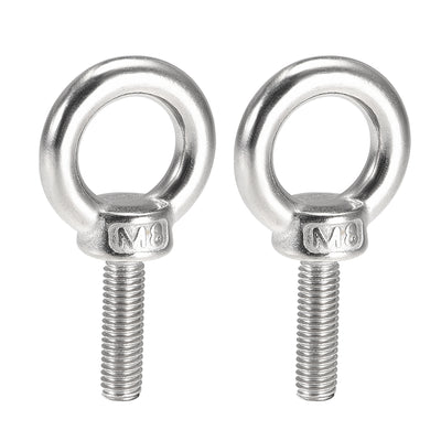 Harfington Uxcell 2 Pcs M8x30mm Thread 20mm Inside Dia 35mm Outside Dia 304 Stainless Steel Lifting Eye Bolt