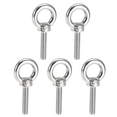 Harfington Uxcell Lifting Eye Bolt M x mm Male Thread 304 Stainless Steel for Hanging, Pack of 5