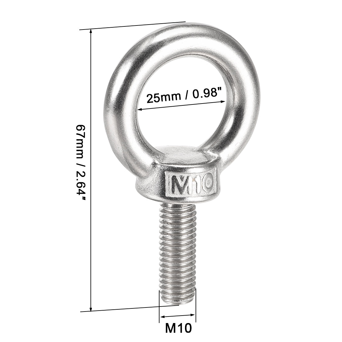 uxcell Uxcell Lifting Eye Bolt M x mm Male Thread 304 Stainless Steel for Hanging, Pack of 5