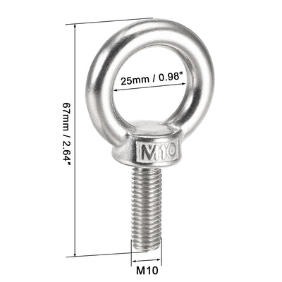 Harfington Uxcell Lifting Eye Bolt M x mm Male Thread 304 Stainless Steel for Hanging, Pack of 5