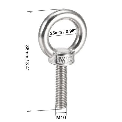 Harfington Uxcell Lifting Eye Bolt M x mm Male Thread 304 Stainless Steel for Hanging, Pack of 5