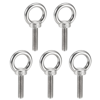Harfington Uxcell Lifting Eye Bolt M x mm Male Thread 304 Stainless Steel for Hanging, Pack of 5