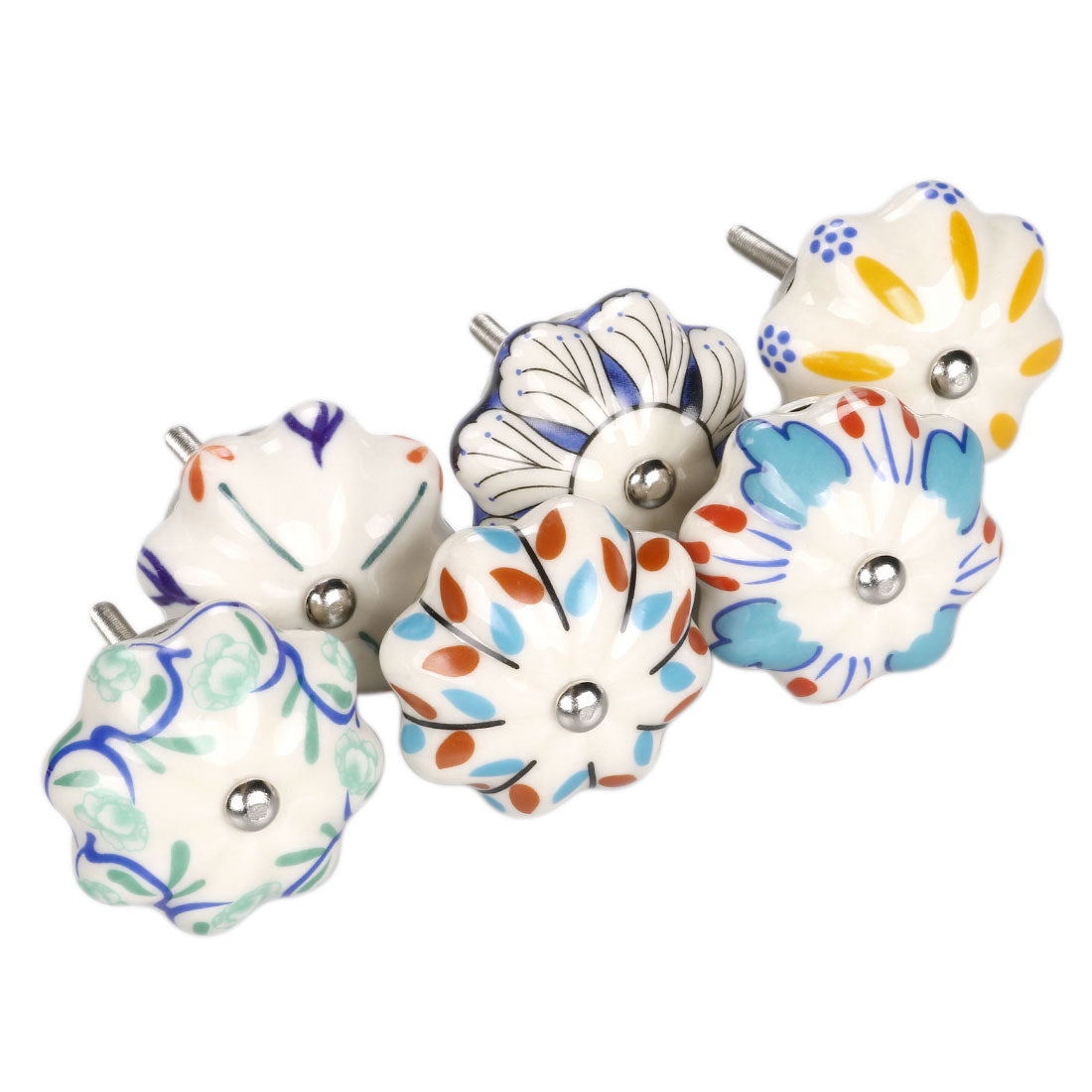 uxcell Uxcell 6x Hand Painted Ceramic Door Knobs Cabinet Drawer Wardrobe Cupboard Pull Handles