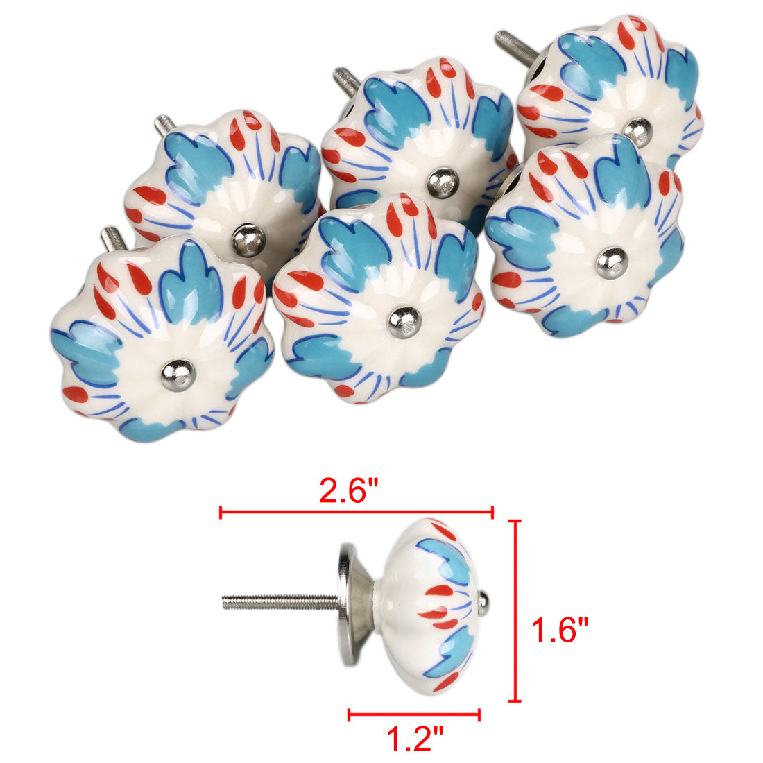uxcell Uxcell 6x Hand Painted Ceramic Door Knobs Cabinet Drawer Wardrobe Cupboard Pull Handles