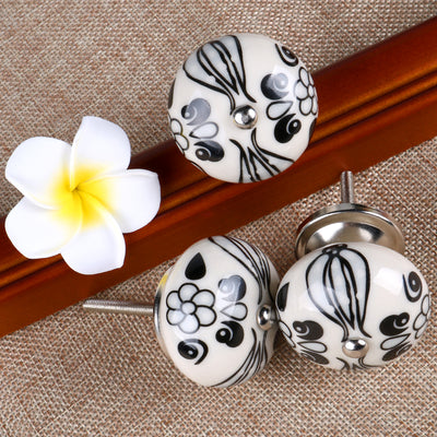 Harfington Uxcell 6x Hand Painted Ceramic Door Knobs Cabinet Drawer Wardrobe Cupboard Pull Handles