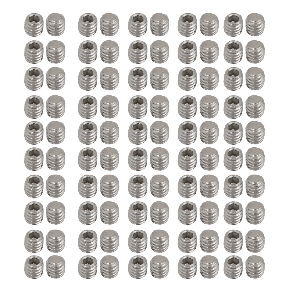 uxcell 100 Pcs M4 x 4mm 304 Stainless Steel Hex Socket Drive Flat Point Grub Screw