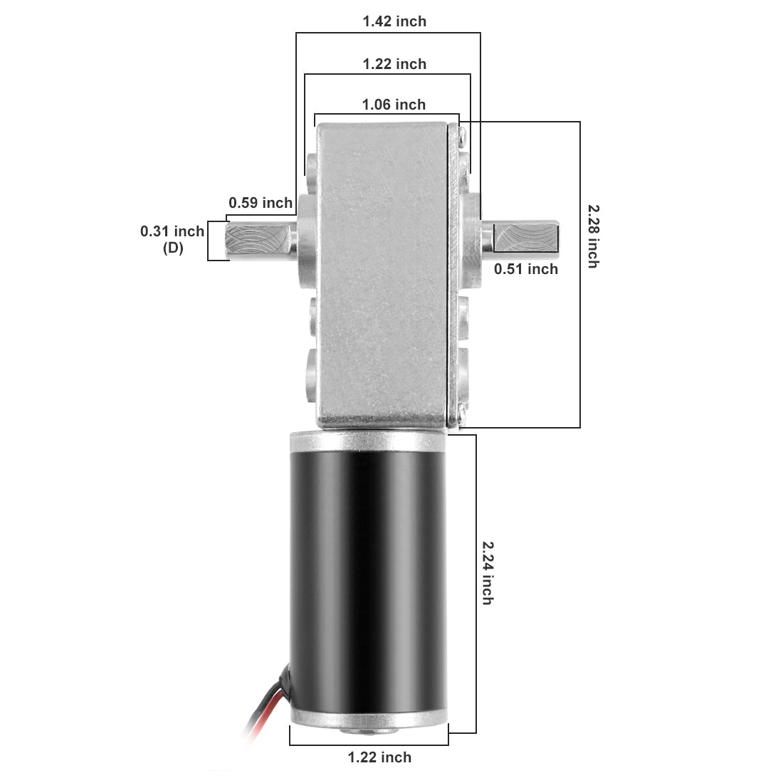 uxcell Uxcell Double Shaft Worm Gear Motor DC 12V 65RPM High Torque Speed Reduction Motor with Metal Gearbox