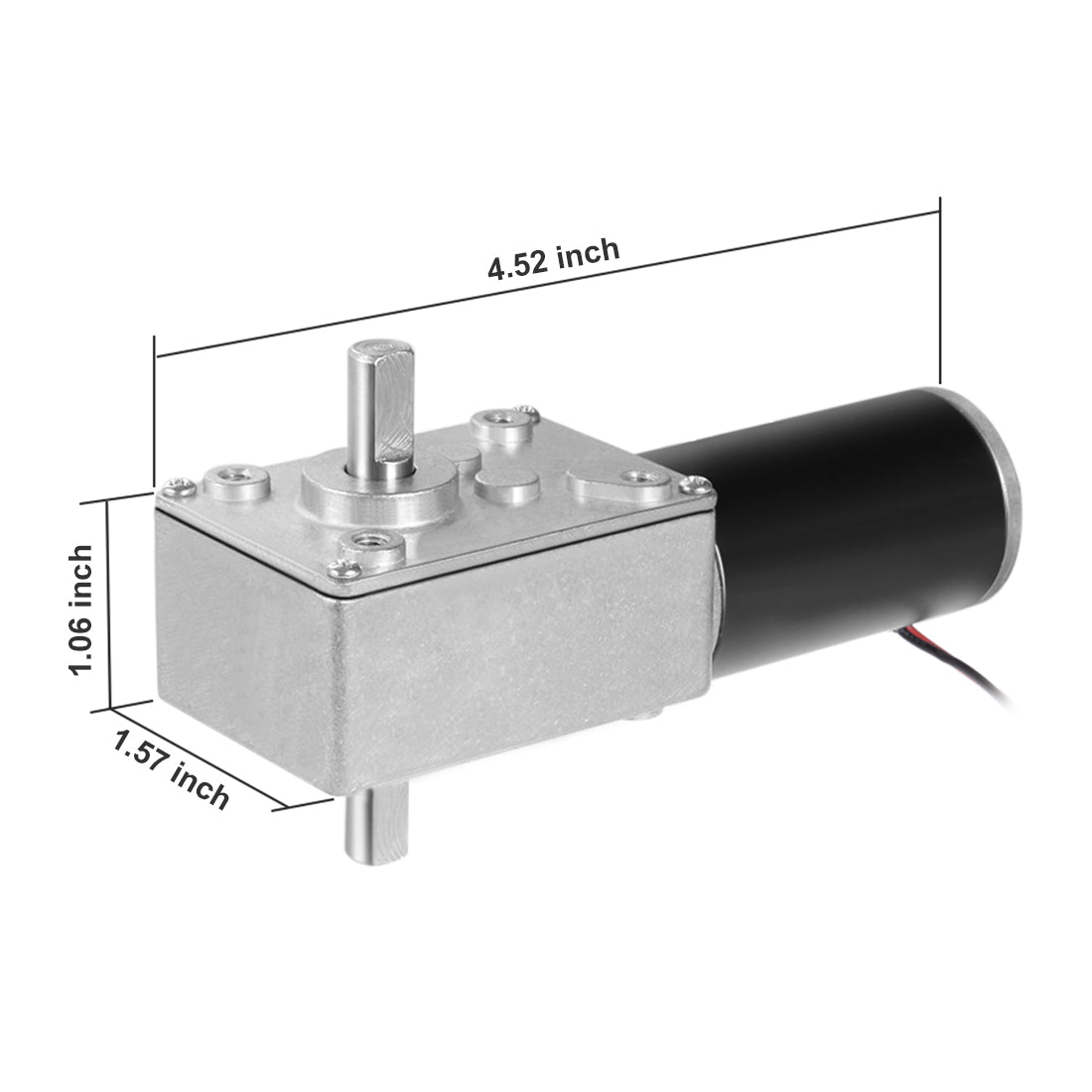 uxcell Uxcell Double Shaft Worm Gear Motor DC 24V 120RPM High Torque Speed Reduction Motor with Metal Gearbox