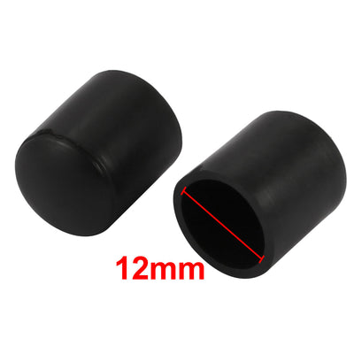 Harfington 6pcs 12mm Diameter Tube Insert Chair Leg Cap Round Black PVC Tubing Plug