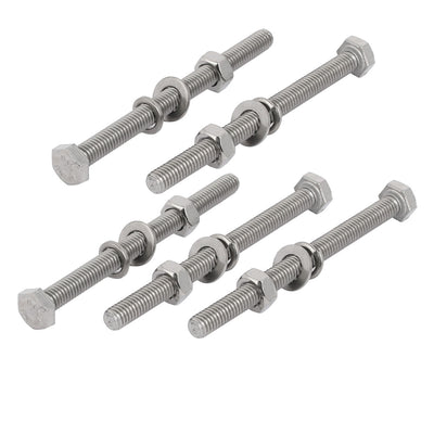 Harfington Uxcell 5pcs 304 Stainless Steel M6x80mm Hex Bolts w Nuts and Washers Assortment Kit