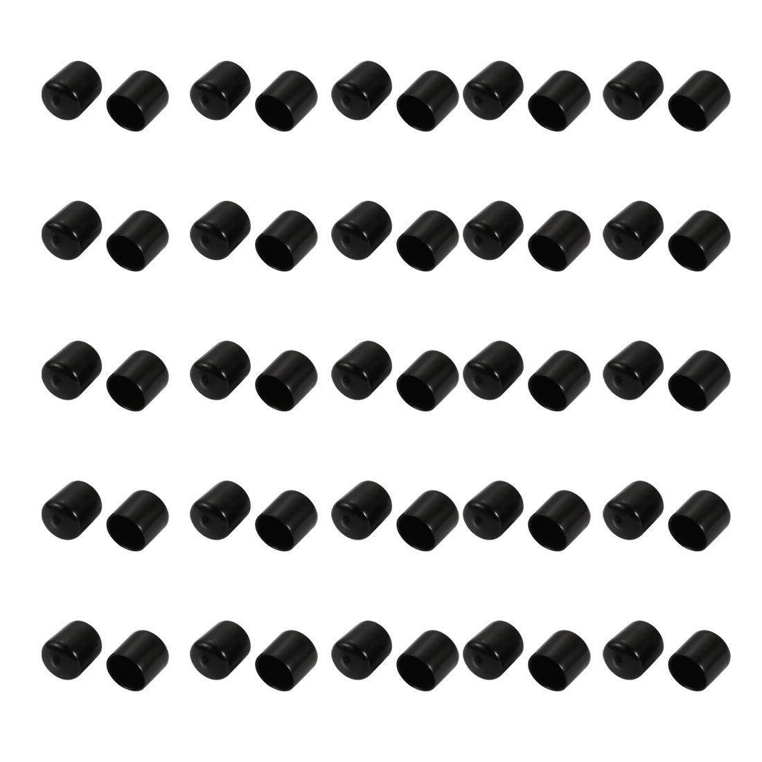 uxcell Uxcell 50Pcs 22mm Inner Dia PVC Flexible Vinyl End Cap Screw Protector Cover Black